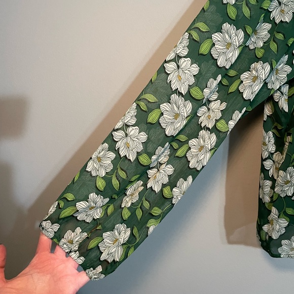 Draper James Dark Green Floral Blouse XXL EUC - Picture 2 of 6